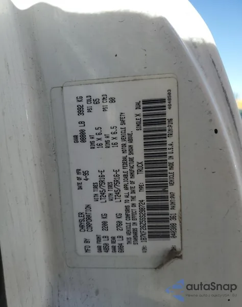 1995 Dodge Ram 2500 из США, поврежденный, VIN 1B7KF26Z5SS298724